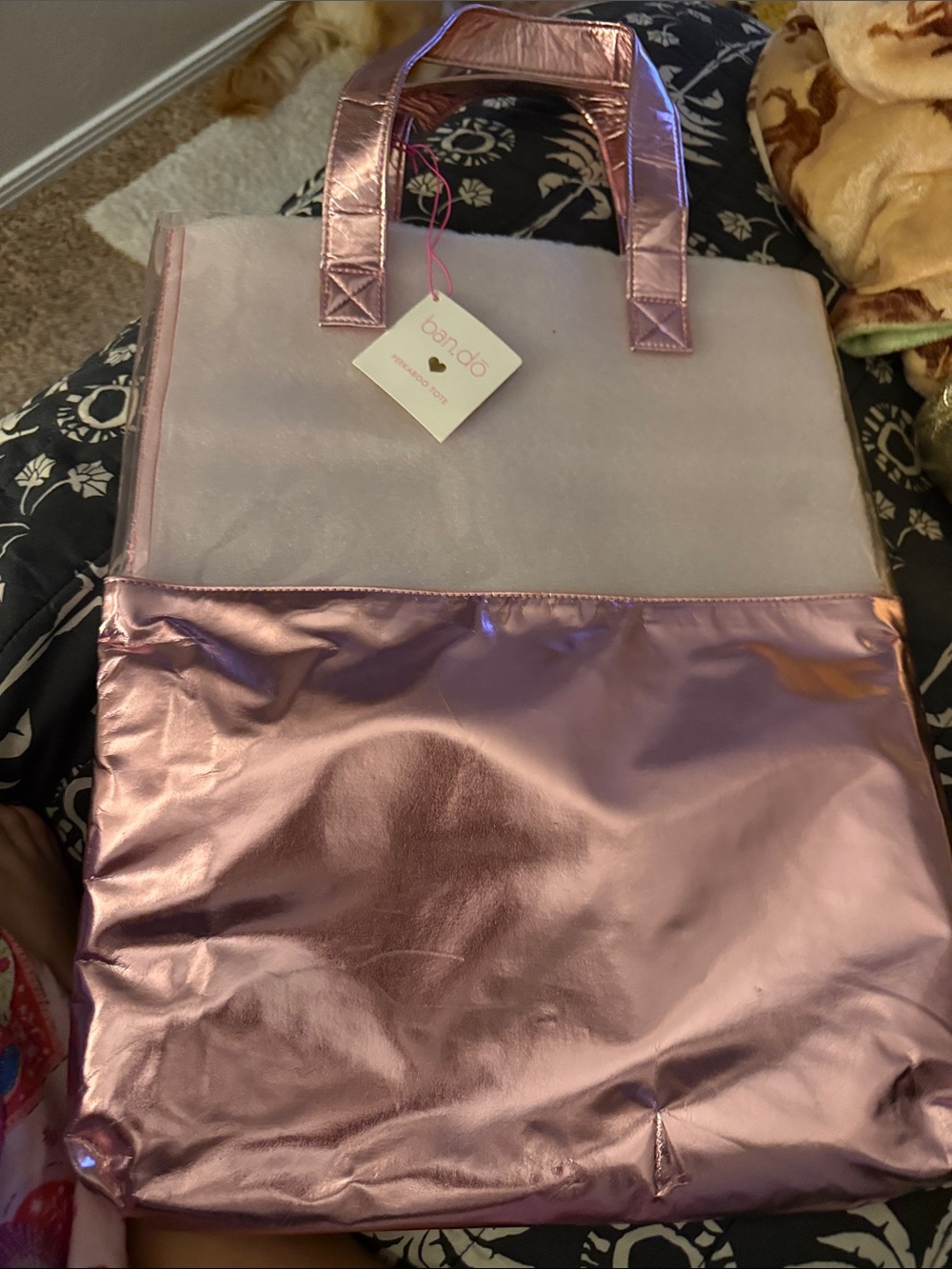 NWT ban.do Pink Metallic Tote Bag
